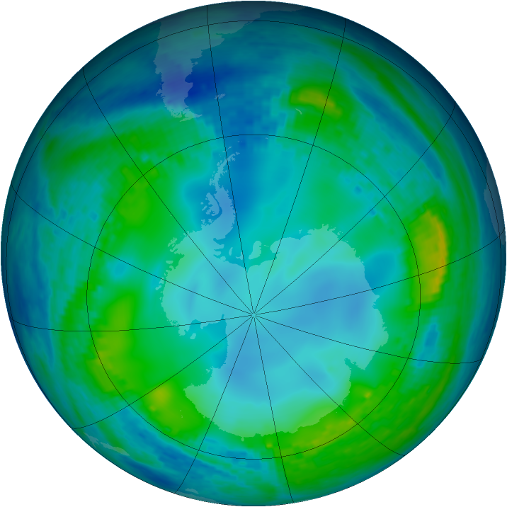 Antarctic ozone map for 24 May 2004